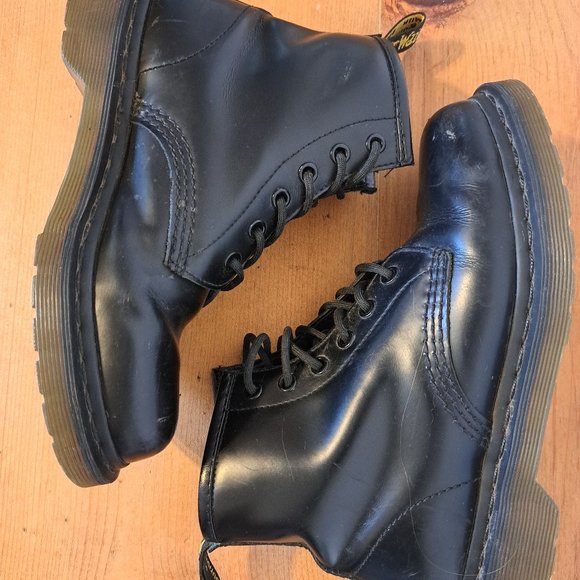 Dr. Martens Shoes - Genuine Dr Martens Black Lace Up Leather Combat Boots